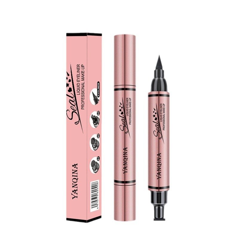 Professional Pink Double Ended Makeup Colored Eyeliner Custom Logo Pencil Quick Dry Waterproof Colored Liquid Eyeliner Stamp Pen