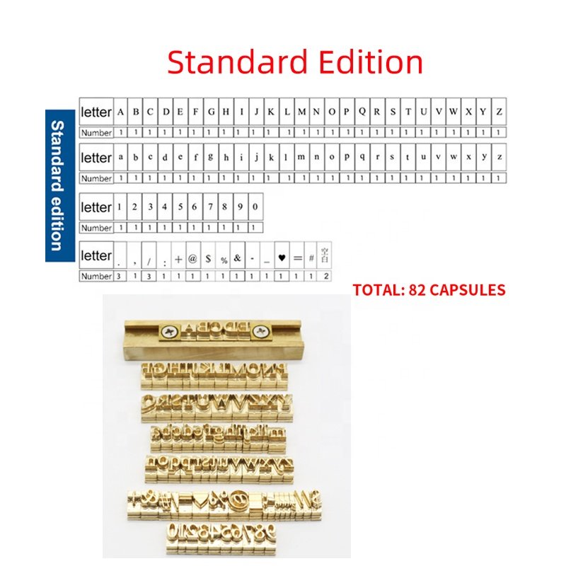 letter set brass metal stamp mold with upper lower case number symbols 10cm t slot for hot foil stamp initial