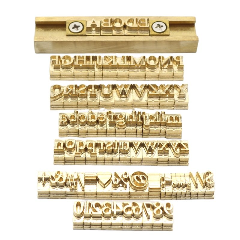 letter set brass metal stamp mold with upper lower case number symbols 10cm t slot for hot foil stamp initial