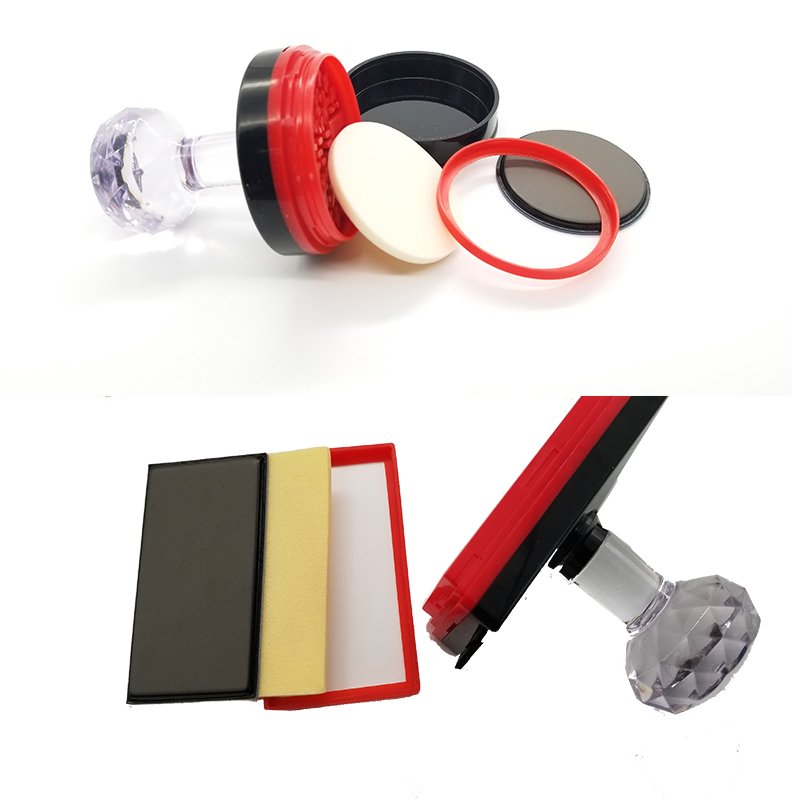 Refill Ink HY Crystal Handle Stempel Sellos Photosensitive DIY Office Flash Stamp Mount Pre Ink Double Foam Flash Rubber Stamps