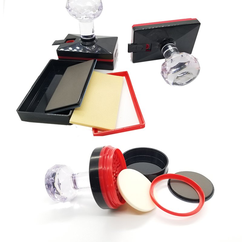 Refill Ink HY Crystal Handle Stempel Sellos Photosensitive DIY Office Flash Stamp Mount Pre Ink Double Foam Flash Rubber Stamps