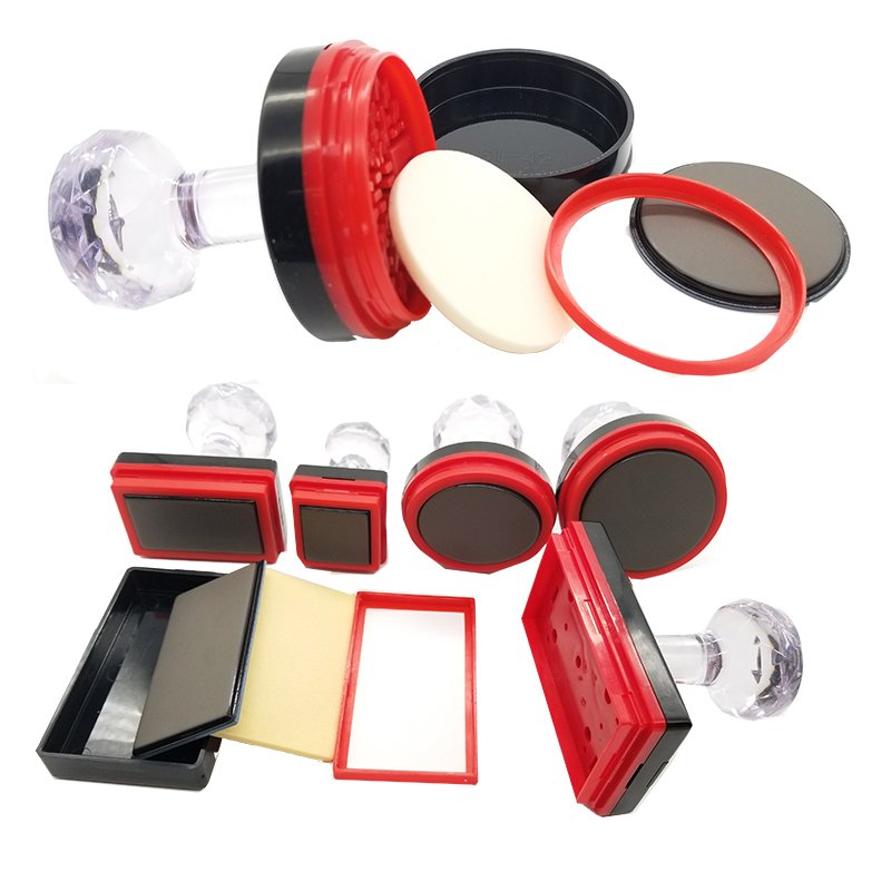Refill Ink HY Crystal Handle Stempel Sellos Photosensitive DIY Office Flash Stamp Mount Pre Ink Double Foam Flash Rubber Stamps
