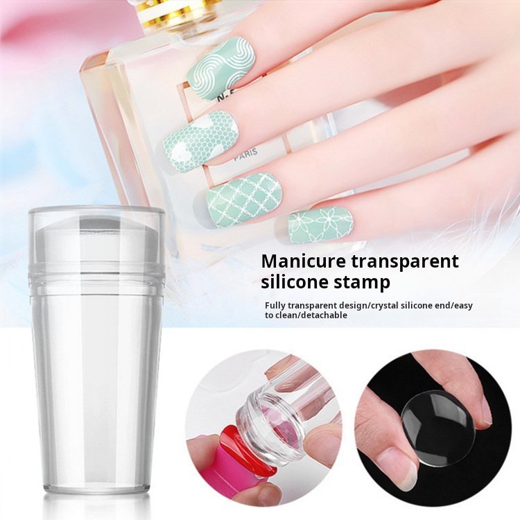 Transparent Silicone Nail Art Stamping Kit French Design For Manicure Plate Stamp Polish Seal Two Sides Stamper Scraper
