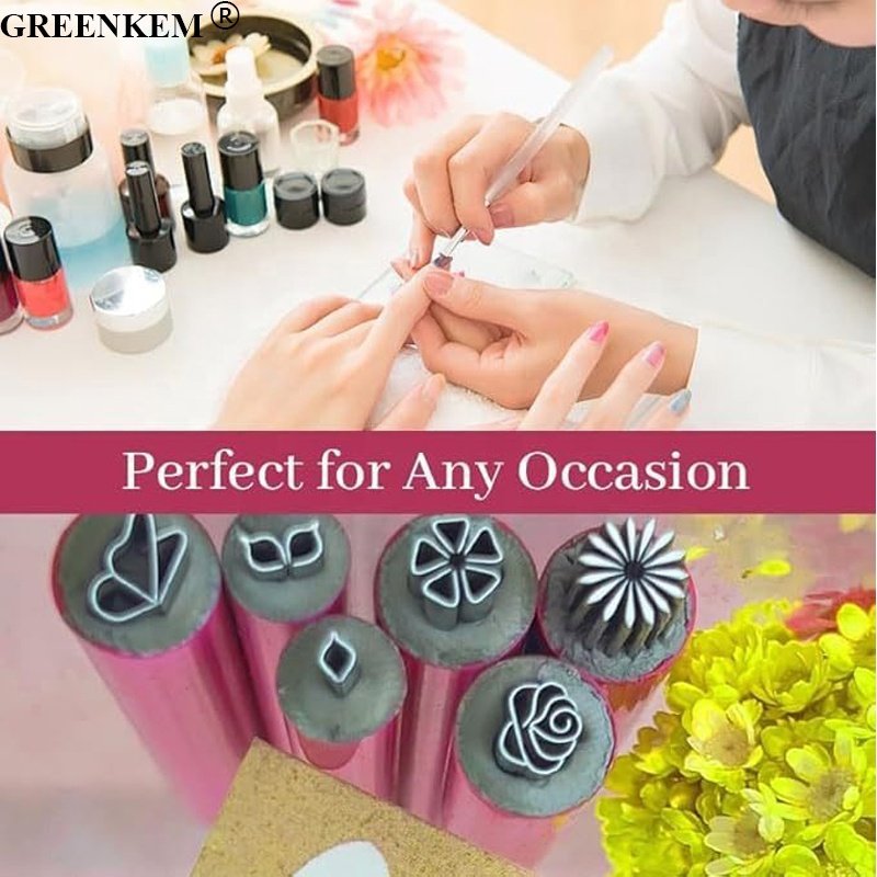 GREENKEM 6pcs Set Metal Nail Art Stamper Pen Stamp Polish Print Manicure Image Plate Tool Nail Art Stamper