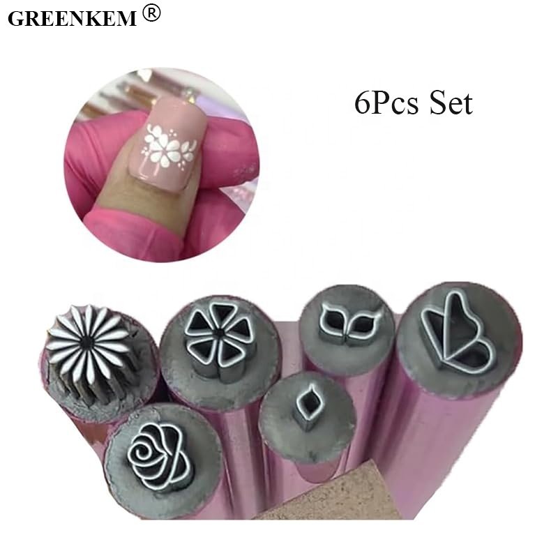 GREENKEM 6pcs Set Metal Nail Art Stamper Pen Stamp Polish Print Manicure Image Plate Tool Nail Art Stamper