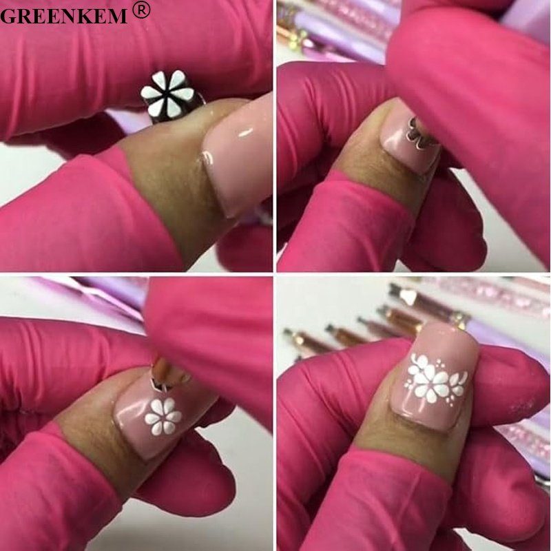 GREENKEM 6pcs Set Metal Nail Art Stamper Pen Stamp Polish Print Manicure Image Plate Tool Nail Art Stamper