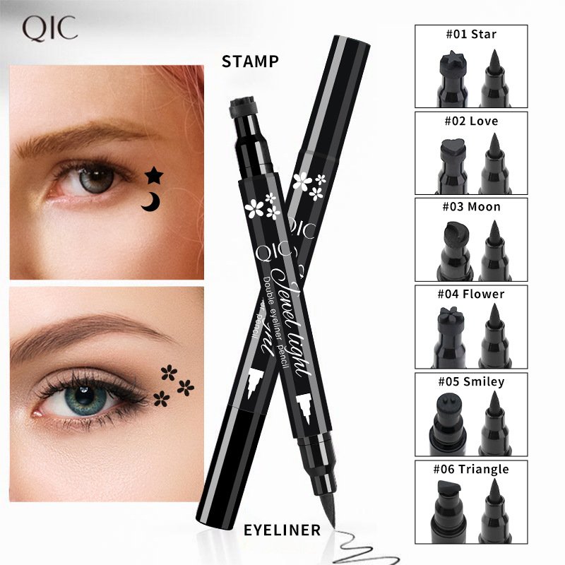 Wholesale Long Lasting Smooth Makeup Black Eyeliner Stamp Pen Natural Colorful Waterproof Private Label 2 In 1 Liquid Eyeliner