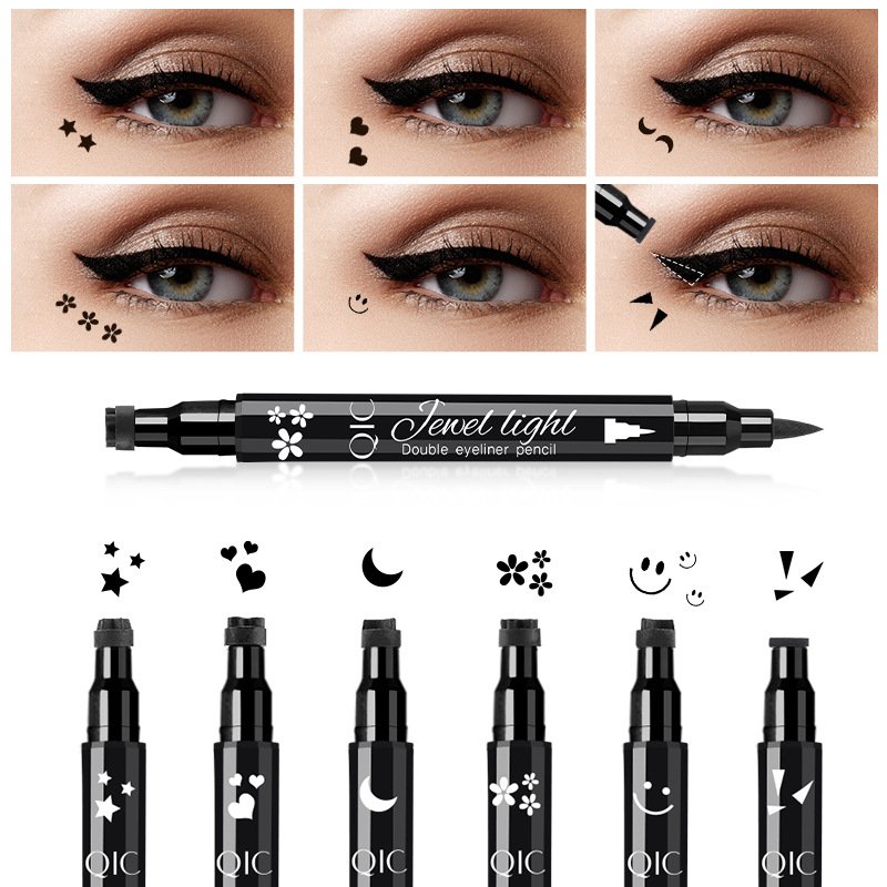 Wholesale Long Lasting Smooth Makeup Black Eyeliner Stamp Pen Natural Colorful Waterproof Private Label 2 In 1 Liquid Eyeliner
