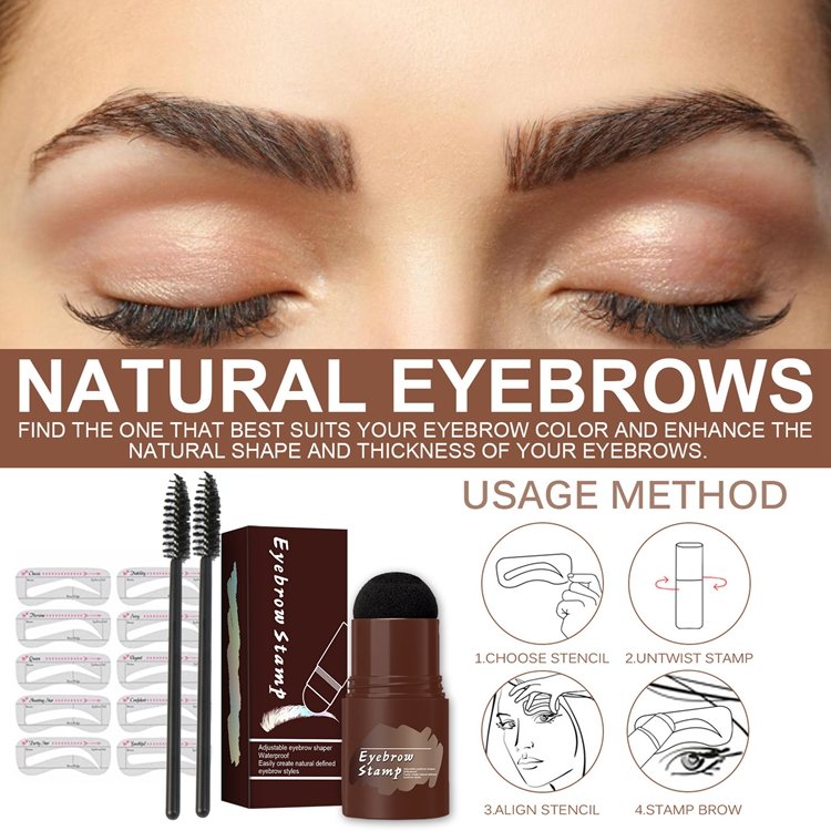 4 Color Custom Logo brow Stamp With Eyebrow Cards One Step Brow Stamp Shaping Kit Black Eye Brow Stamp