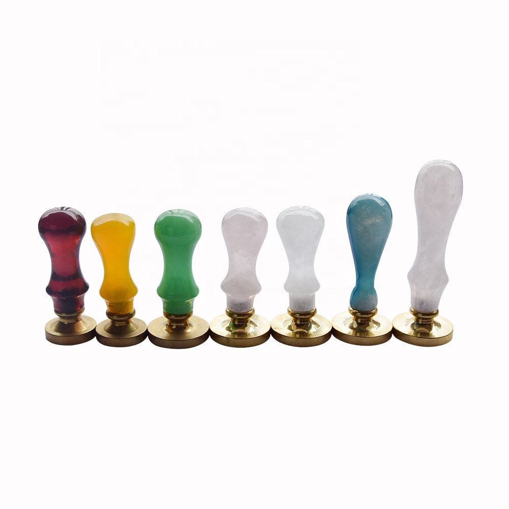 Elegant crystal handle brass heads custom wax seal stamps blank for wedding invitations sealing