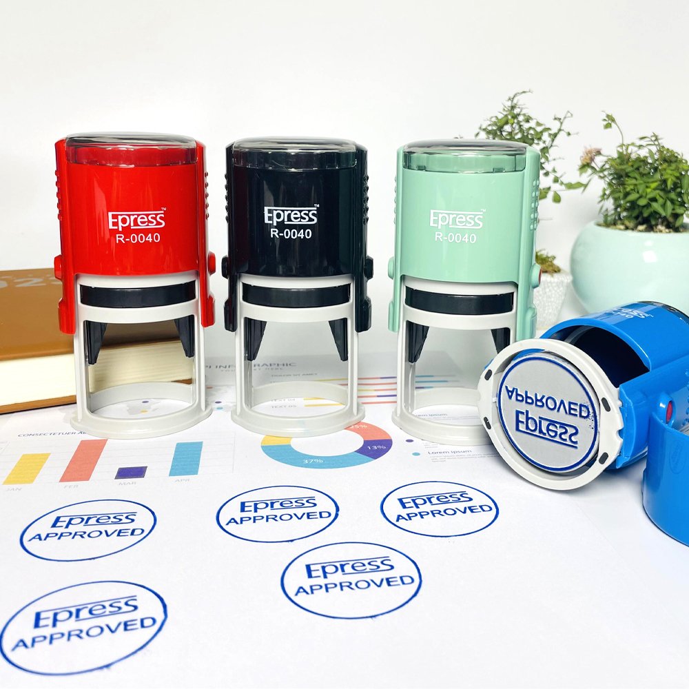 High Quality Medium Size Selfinking stamp 40 mm Round Rubber Seal Self Inking Stamp Personal Office Fiscal Logo Stamps