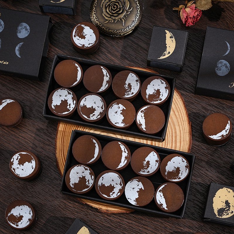 Wholesale creative retro Lunar phase lunar rubber diary DIY decorative printing floral wooden stamp seal set