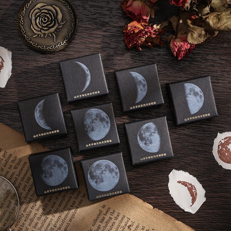 Wholesale creative retro Lunar phase lunar rubber diary DIY decorative printing floral wooden stamp seal set
