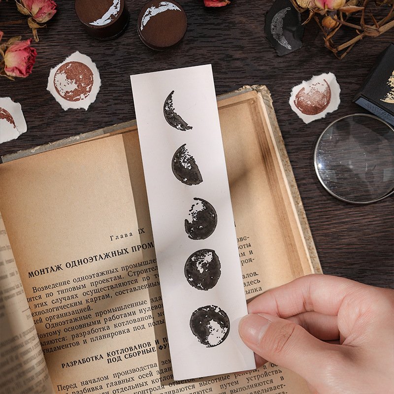 Wholesale creative retro Lunar phase lunar rubber diary DIY decorative printing floral wooden stamp seal set