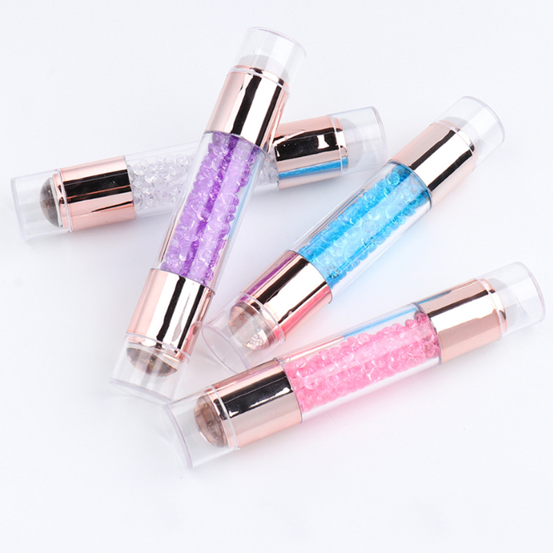 Acrylic Crystal Manicure Art Stampers Silicone Stamp Pens Nail Stamping Plates Double Headed Manicure Stamp Transfer Pen