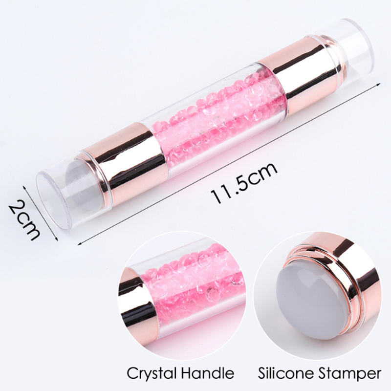 Acrylic Crystal Manicure Art Stampers Silicone Stamp Pens Nail Stamping Plates Double Headed Manicure Stamp Transfer Pen