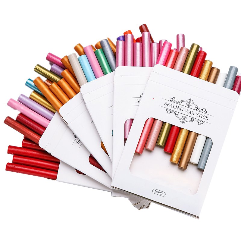 Boxed Lacquer Stick 10 Color Mixed Wax Film Stamp Sealing Cover Manufacturer Wholesale