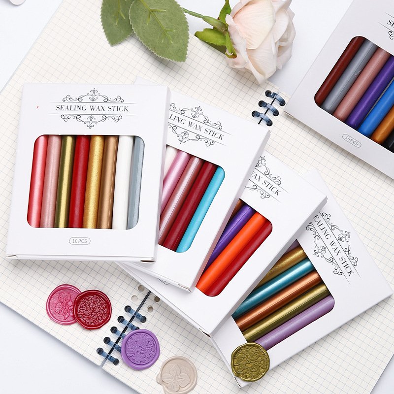 Boxed Lacquer Stick 10 Color Mixed Wax Film Stamp Sealing Cover Manufacturer Wholesale