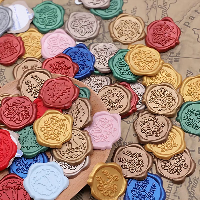 Factory Cheap Price Custom Wax Seal Sticker Self-adhesive Water-resistant 3D Sealing Wax Stickers for wedding invitation