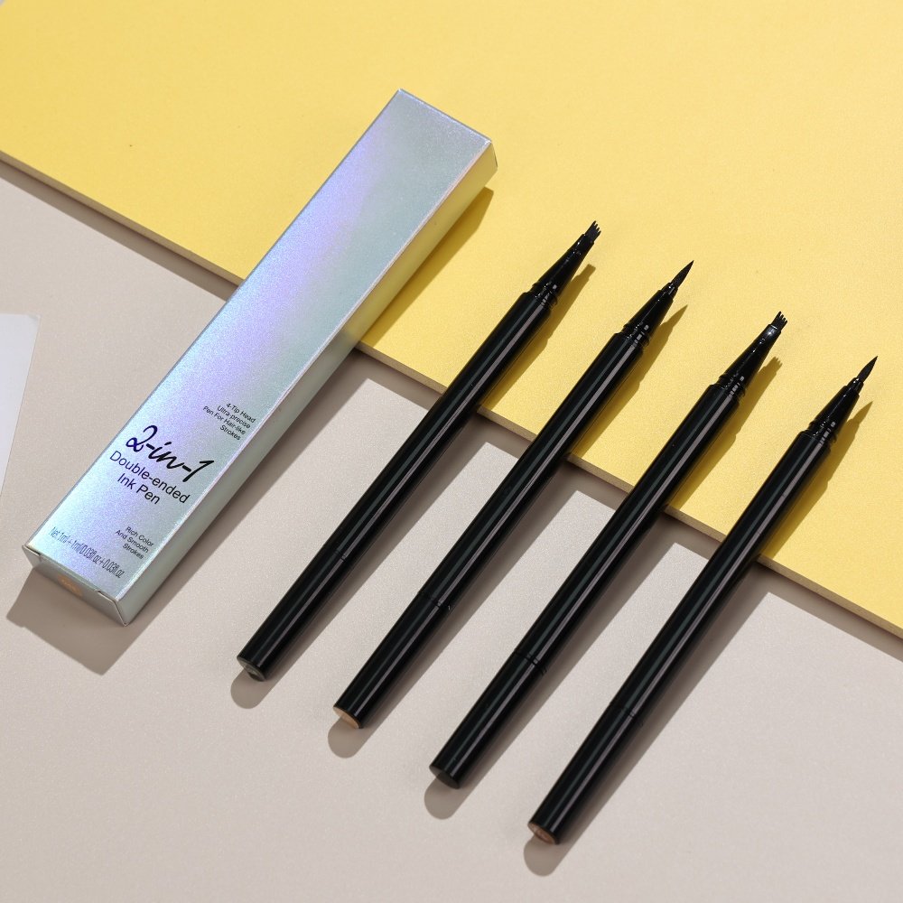 New double head eyebrow pencil eyeliner 2-in-1 Lazy high-gloss waterproof eye makeup