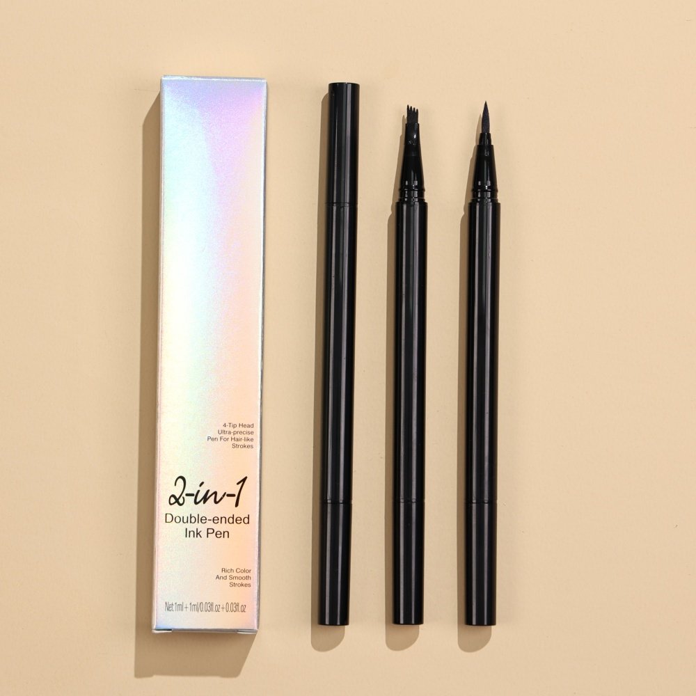 New double head eyebrow pencil eyeliner 2-in-1 Lazy high-gloss waterproof eye makeup