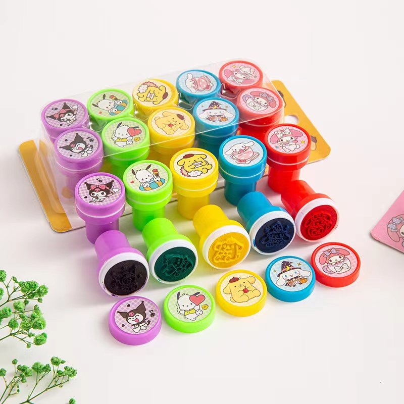 Yubon Wholesale Kids Cartoon Seal Stamp Toys Sanrioed Kuromi Cinnamoroll My Melody School Plastic Self-inking Children Toy Stamp