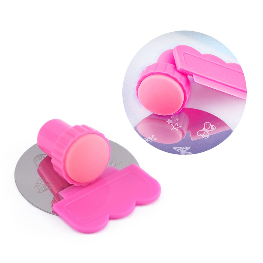 Manicure Salon DIY Nail Art Stamper Kit Clear Silicone Jelly Nail Stamp with Scrapers