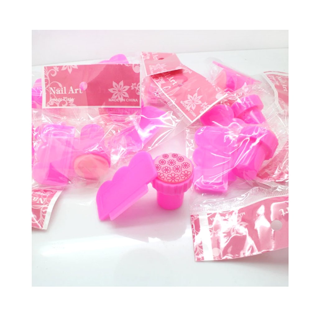 Manicure Salon DIY Nail Art Stamper Kit Clear Silicone Jelly Nail Stamp with Scrapers