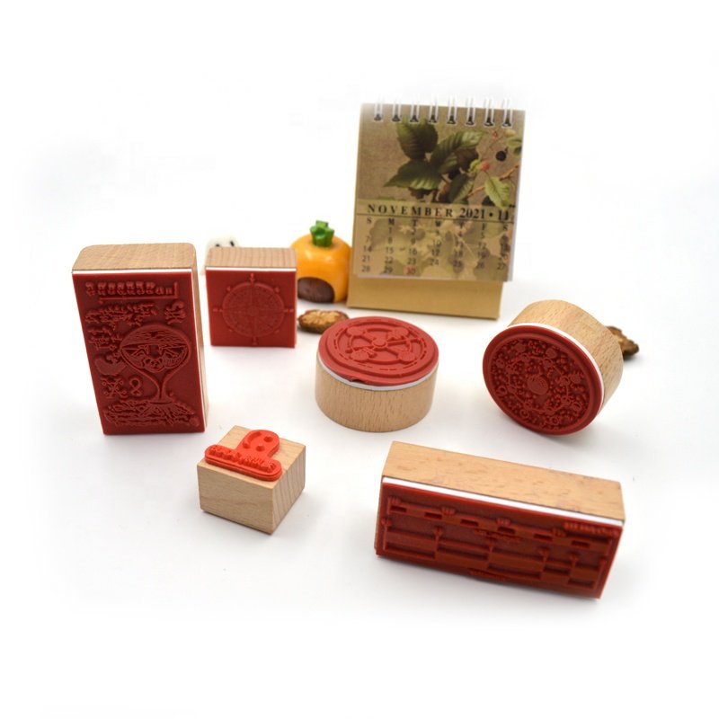 Customized Personalized Assorted Sizes Patterns Wooden Stamp Set For Art Crafts Scrapbooking