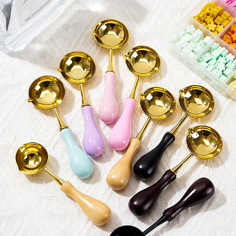 Spoon With Wooden Handle Wax Seal Spoon Wood Material Sealing Wax Spoon
