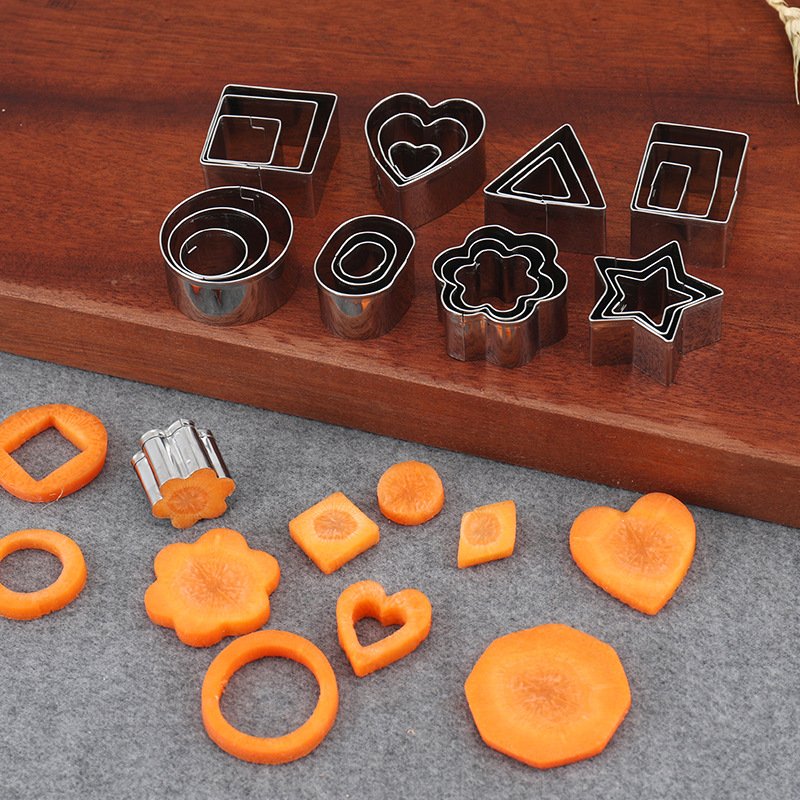 24Pcs Geometric Shapes Biscuit Fondant Molds Stamp Stainless Steel Cookie Cutter Set with Box