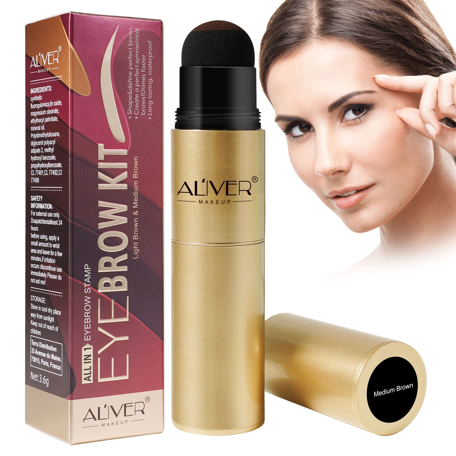 Aliver Double Head One Step Private Labeled Waterproof Eyebrow Stamp Kit