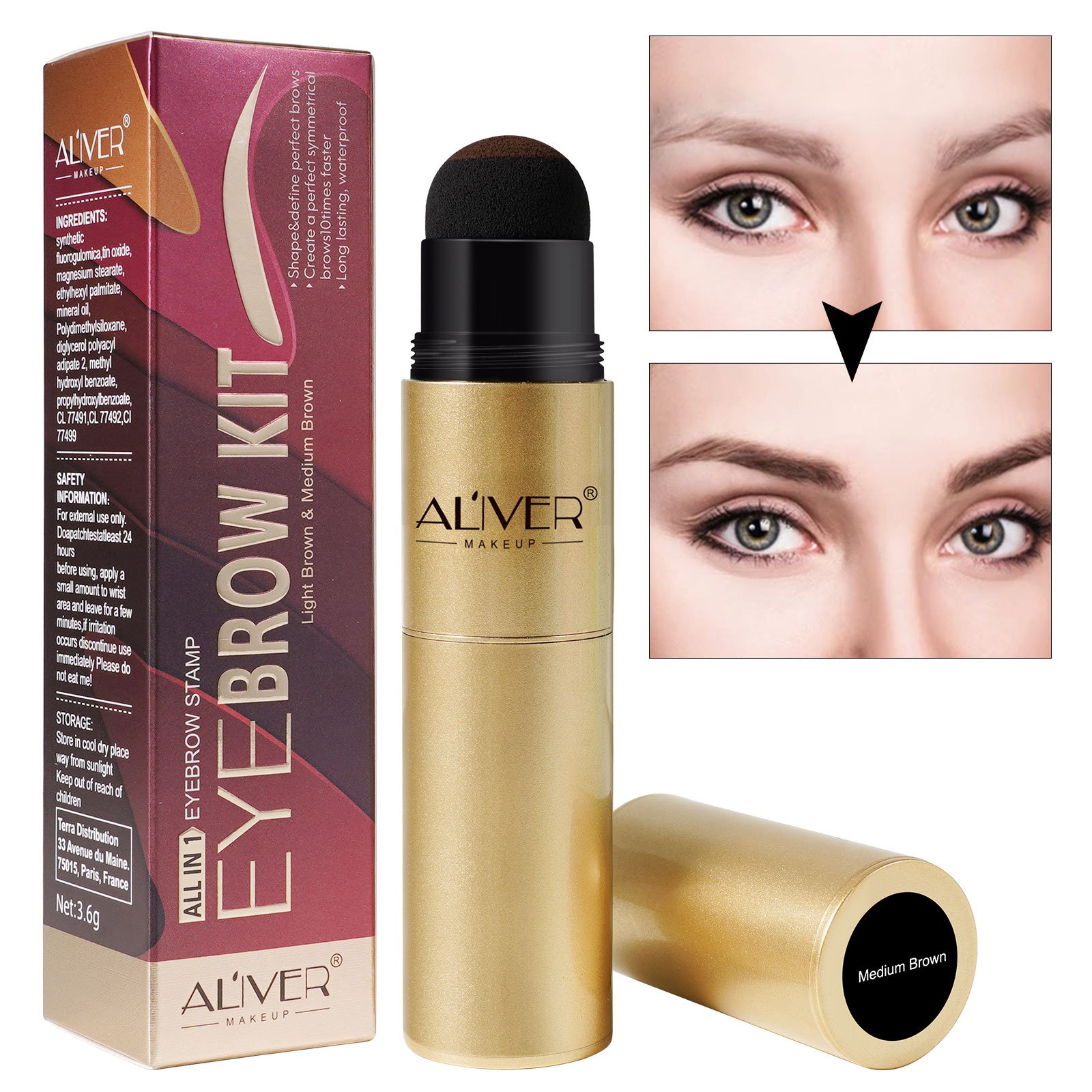 Aliver Double Head One Step Private Labeled Waterproof Eyebrow Stamp Kit