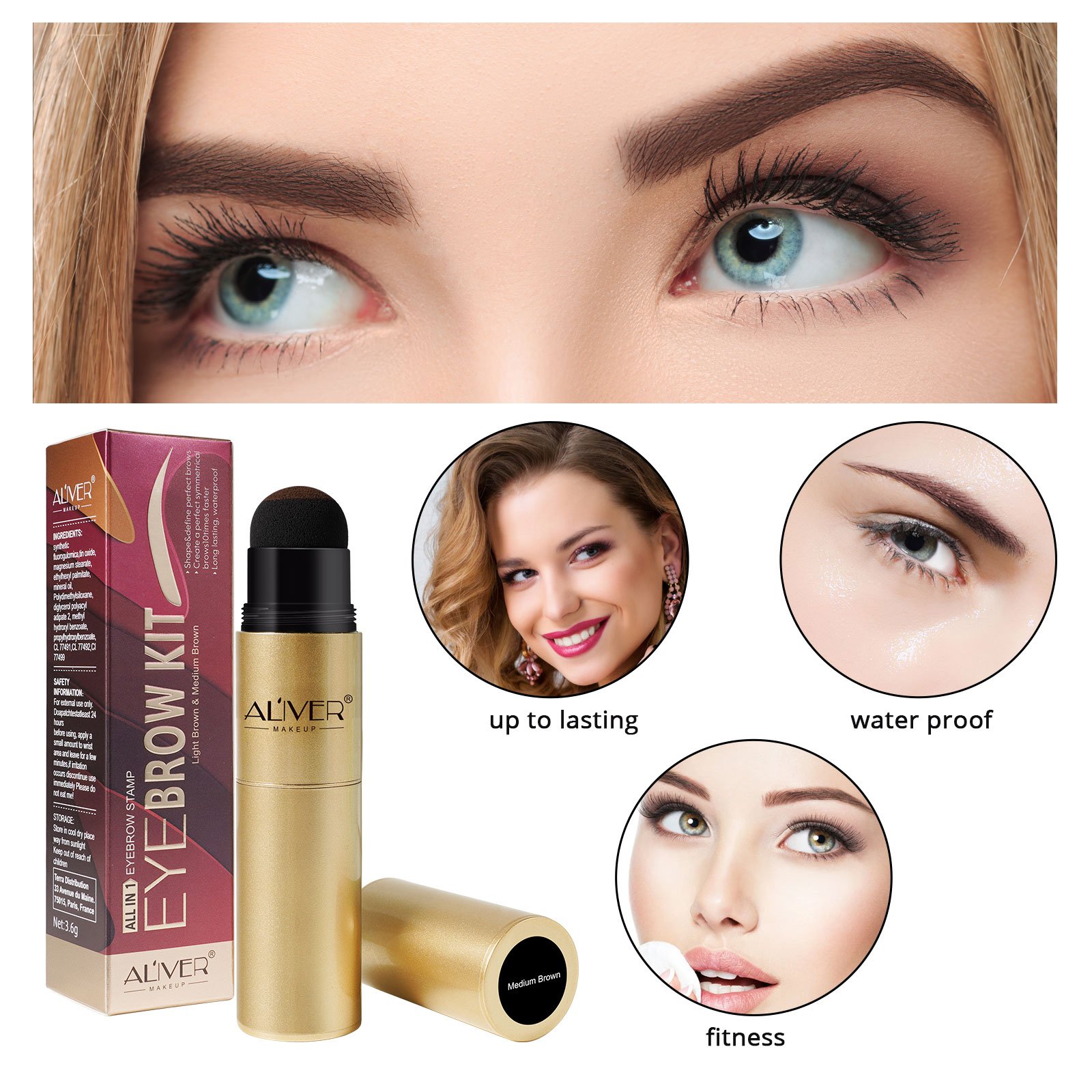 Aliver Double Head One Step Private Labeled Waterproof Eyebrow Stamp Kit