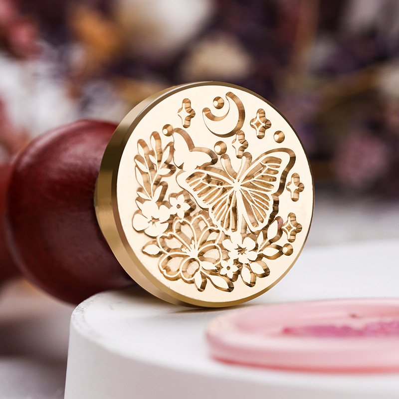High Quality Minimalist Flowers And Plants Series French Iris Blooming Lily Turtle Backed Bamboo Wax Seal Stamp Head