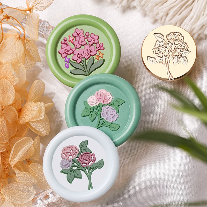High Quality Minimalist Flowers And Plants Series French Iris Blooming Lily Turtle Backed Bamboo Wax Seal Stamp Head