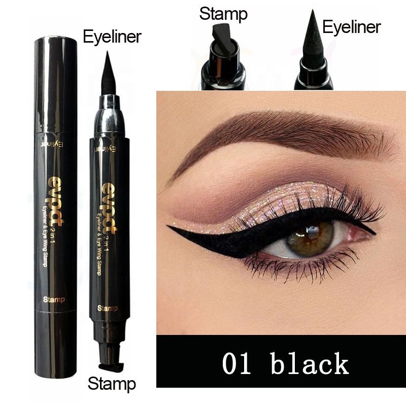 Double-Headed Stamps 2 In 1 Liquid Eyeliner Pencil Waterproof Black Eye Liner Eye Cosmetic Makeup Eyeliner Pencil
