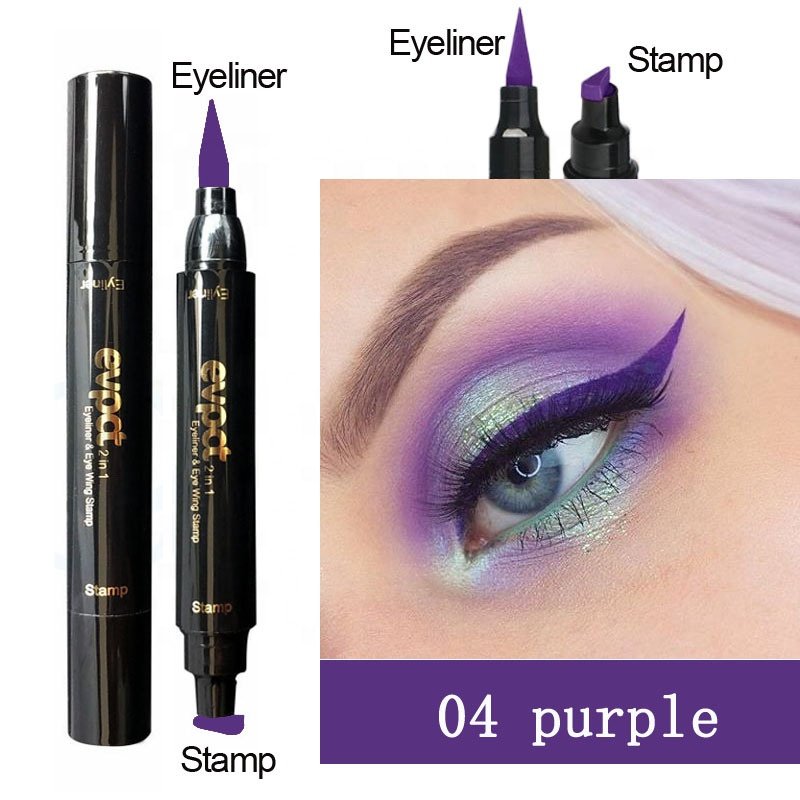 Double-Headed Stamps 2 In 1 Liquid Eyeliner Pencil Waterproof Black Eye Liner Eye Cosmetic Makeup Eyeliner Pencil