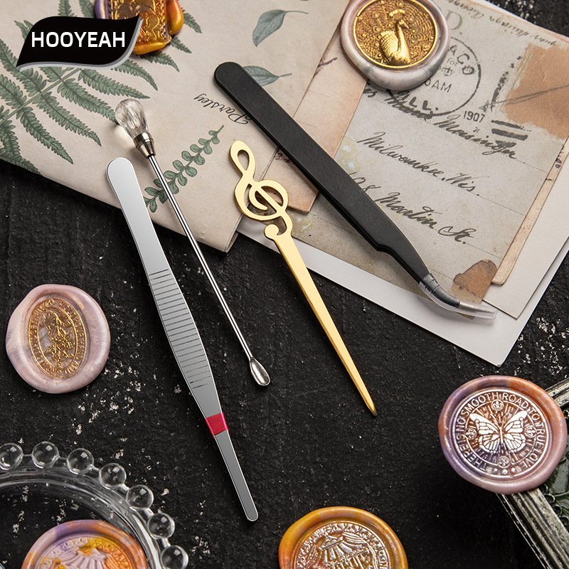 Stamp head Tool Stir Stick Tweezers Diy Making Handmade Envelope Wedding Invitation Seal Wax Fire Paint Seal Tool
