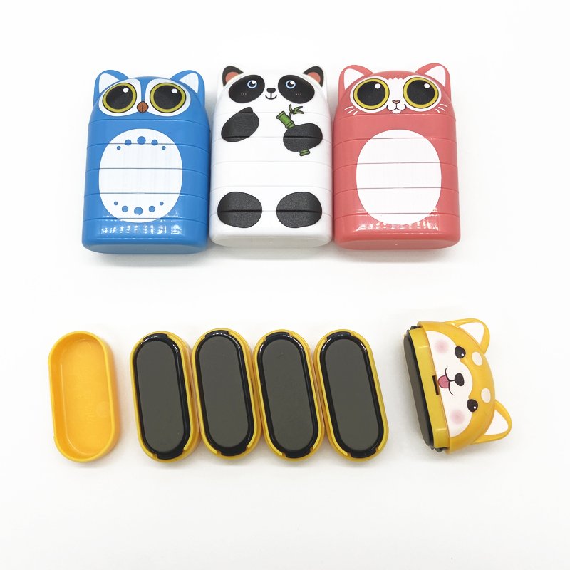 Three colors double sided fabric clothing name stamp with white and black ink for children