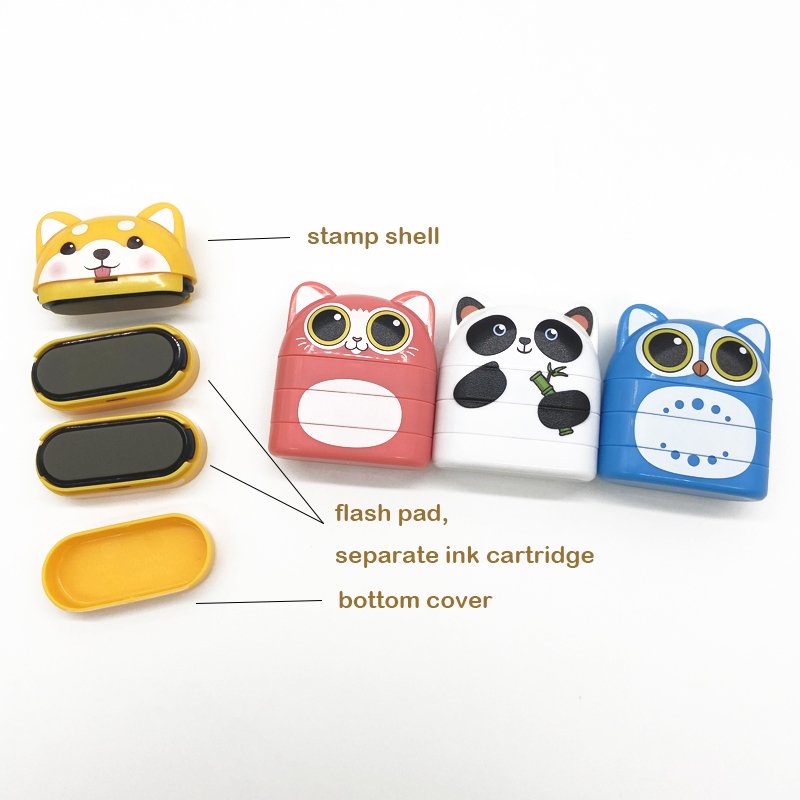 Three colors double sided fabric clothing name stamp with white and black ink for children
