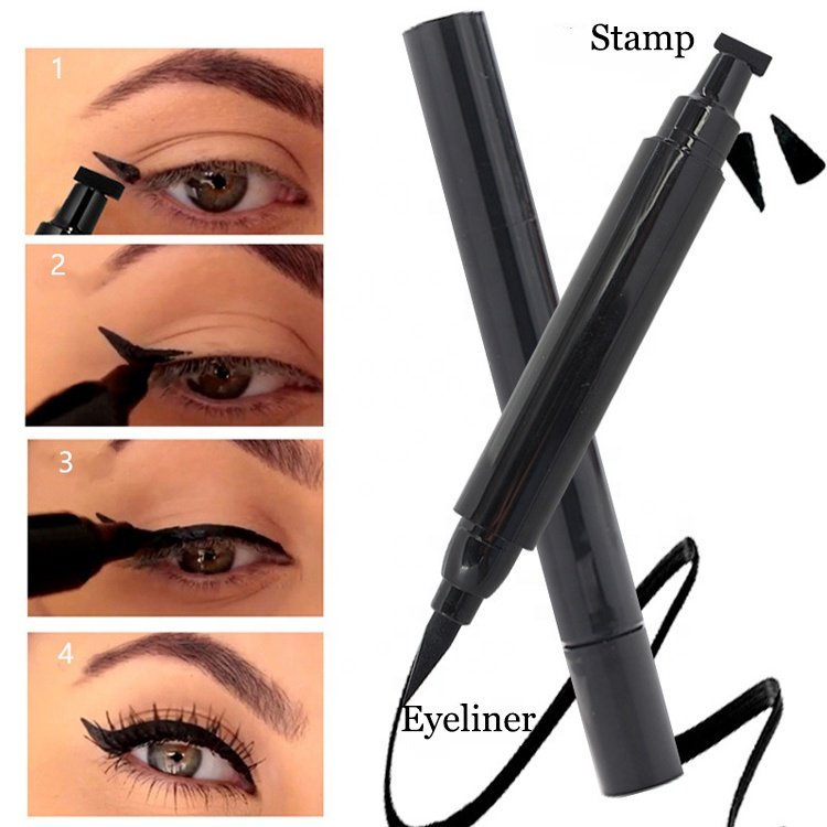 ZHENHAI Private Label Your Logo Black Stamp Eyeliner 2 in 1 Waterproof Liquid Eyeliner Eyeliner Wholesale