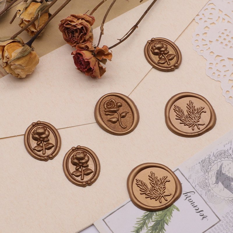 Custom Logo Luxury Self-Adhesive Resin Stamp Set Luxury Wax Seal Stickers Wedding Office Packing Decorate Plastic Brand Stamp