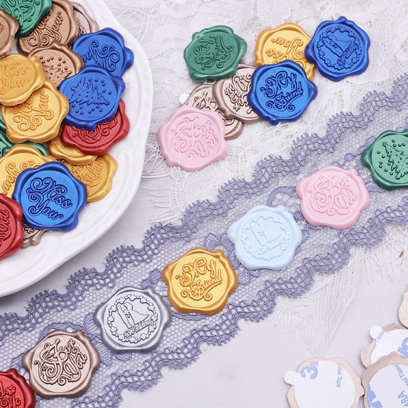 Custom Logo Luxury Self-Adhesive Resin Stamp Set Luxury Wax Seal Stickers Wedding Office Packing Decorate Plastic Brand Stamp