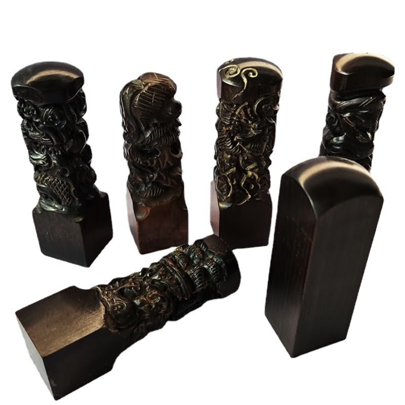 Wholesale Stamp Merchandise Lather Working Polished Ebony Timber Wood Processed Stamps for engraving company name