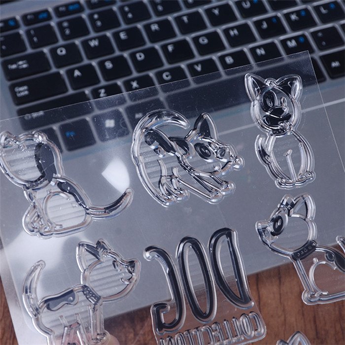 custom logo diy dogs transparent clear pvc rubber stamp children planner