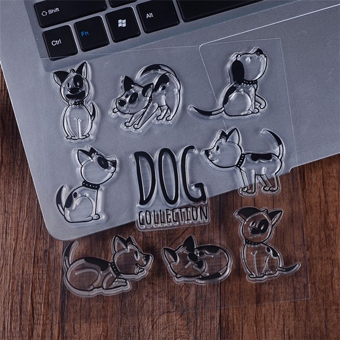 custom logo diy dogs transparent clear pvc rubber stamp children planner