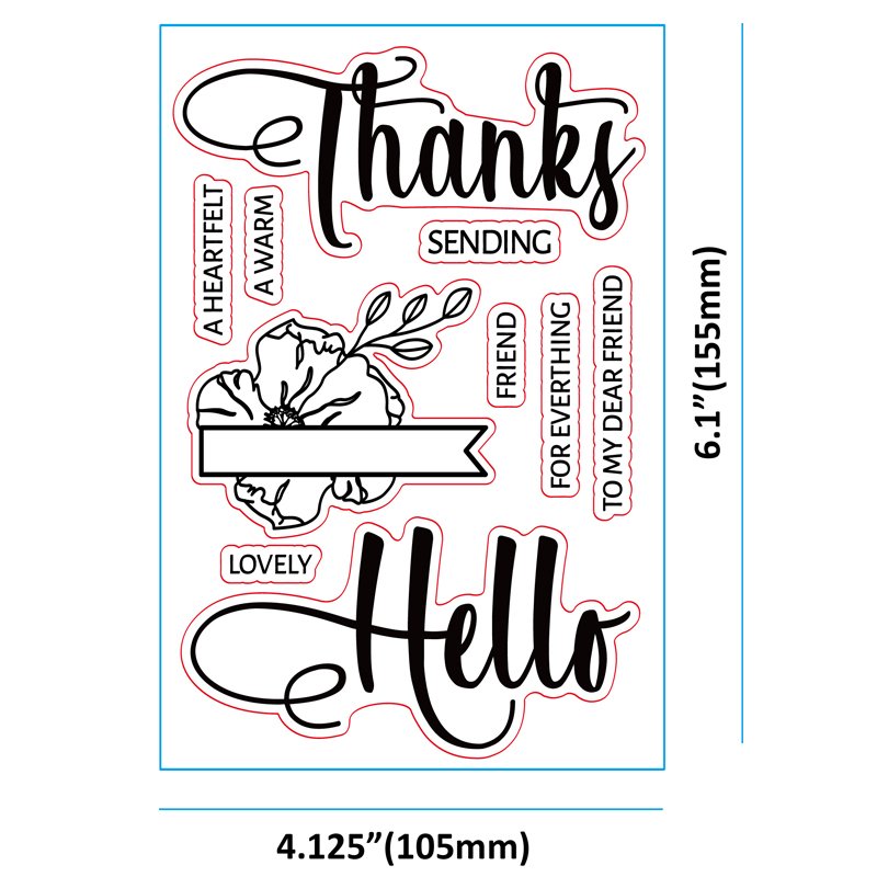 25137 2023 Custom design 105*155mm Decoration Silicone Clear Stamps for paper craft cardmaking scrapbooking