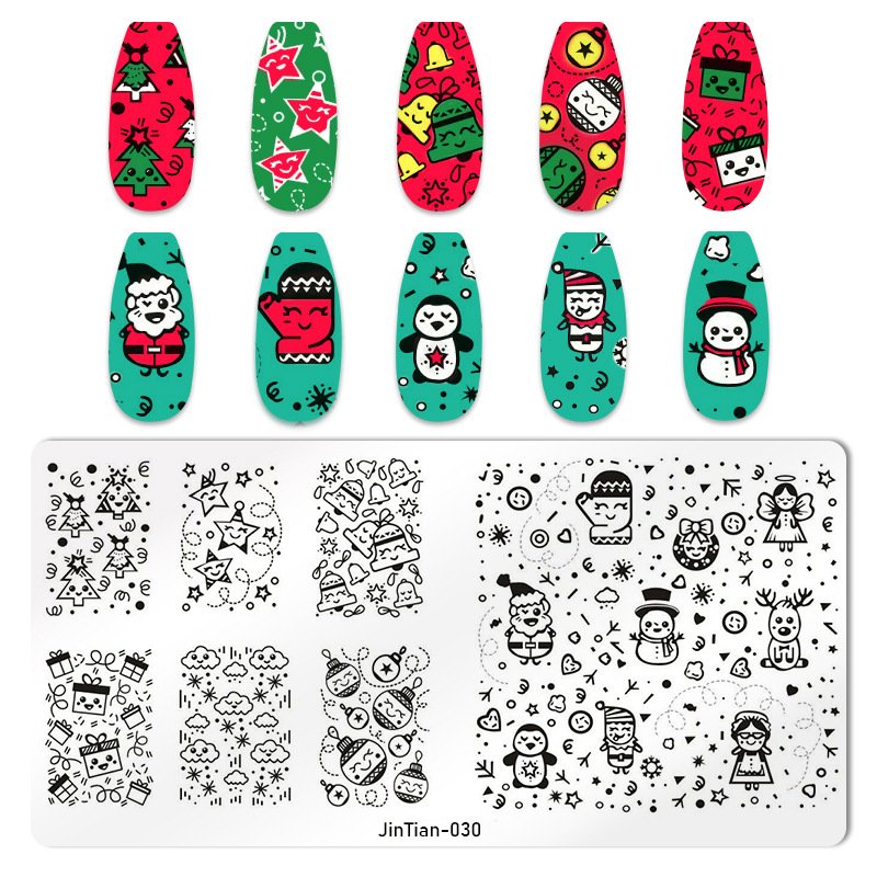 Wholesale Christmas tree accessories stainless stamped templates manicure DIY Manicure Tools Metal nail art stamping plat