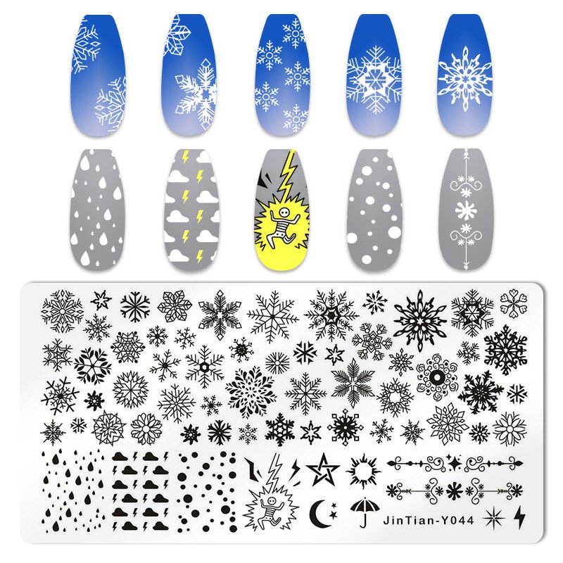 Wholesale Christmas tree accessories stainless stamped templates manicure DIY Manicure Tools Metal nail art stamping plat